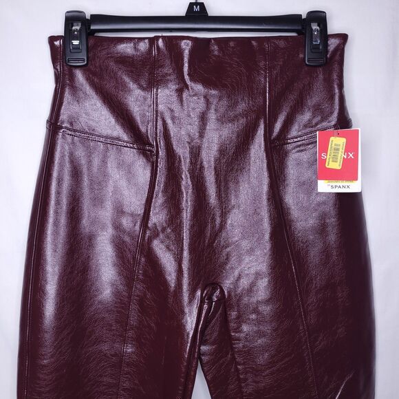 Spanx Faux Leather Leggings Medium Ruby Patent Shiny 20301R - Picture 3 of 16